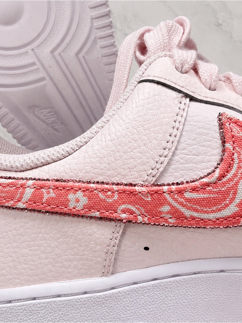 Custom Nike Air Force 1 Pink Paisley Crystal Sneakers | Women’s 9.5 - Picture 7 of 10